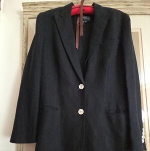 Womens Vintage Ralph Lauren Black Linen Blazer